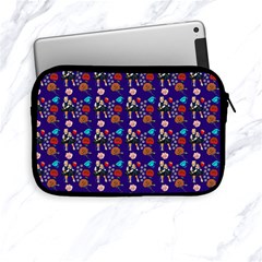 Retro Girls Dress In Black Pattern Blue Apple Ipad Mini Zipper Cases by snowwhitegirl