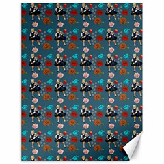 Retro Girls Dress In Black Pattern Blue Teal Canvas 18  X 24  by snowwhitegirl