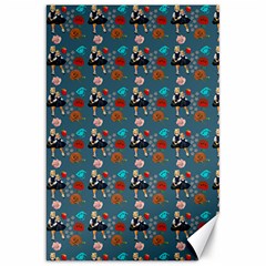 Retro Girls Dress In Black Pattern Blue Teal Canvas 20  X 30  by snowwhitegirl