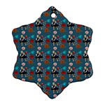 Retro Girls Dress In Black Pattern Blue Teal Ornament (Snowflake) Front