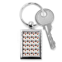 Retro Girls Dress In Black Pattern White Key Chain (rectangle)