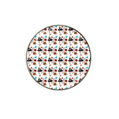 Retro Girls Dress In Black Pattern White Hat Clip Ball Marker (10 Pack)