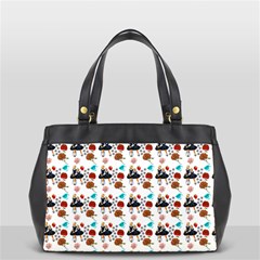 Retro Girls Dress In Black Pattern White Oversize Office Handbag (2 Sides)