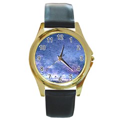 Gouttes D eau Galaxy Round Gold Metal Watch by kcreatif