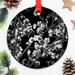 Fleurs De Cerisier Noir & Blanc Ornament (round) by kcreatif