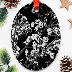 Fleurs De Cerisier Noir & Blanc Ornament (oval) by kcreatif