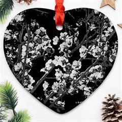 Fleurs De Cerisier Noir & Blanc Ornament (heart) by kcreatif