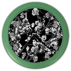 Fleurs De Cerisier Noir & Blanc Color Wall Clock by kcreatif