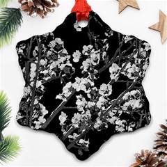 Fleurs De Cerisier Noir & Blanc Snowflake Ornament (two Sides) by kcreatif