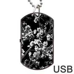 Fleurs De Cerisier Noir & Blanc Dog Tag Usb Flash (one Side) by kcreatif