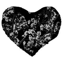 Fleurs De Cerisier Noir & Blanc Large 19  Premium Heart Shape Cushions by kcreatif