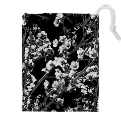 Fleurs De Cerisier Noir & Blanc Drawstring Pouch (4xl) by kcreatif