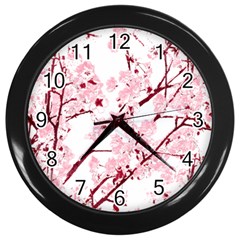 Fleurs De Cerisier Wall Clock (black) by kcreatif