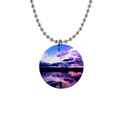 Photo Coucher Du Soleil Effet Galaxy 1  Button Necklace by kcreatif