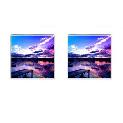 Photo Coucher Du Soleil Effet Galaxy Cufflinks (square) by kcreatif