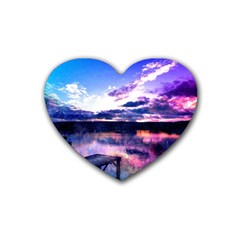 Photo Coucher Du Soleil Effet Galaxy Rubber Coaster (heart)  by kcreatif