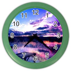 Photo Coucher Du Soleil Effet Galaxy Color Wall Clock by kcreatif