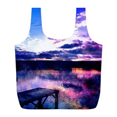 Photo Coucher Du Soleil Effet Galaxy Full Print Recycle Bag (l) by kcreatif