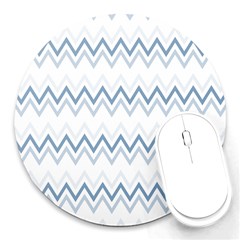 Chevrons Bleus/blanc Round Mousepads by kcreatif