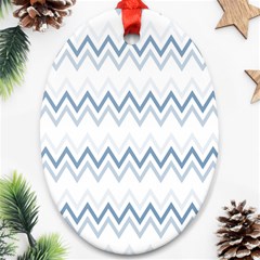 Chevrons Bleus/blanc Ornament (oval) by kcreatif