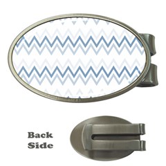 Chevrons Bleus/blanc Money Clips (oval)  by kcreatif