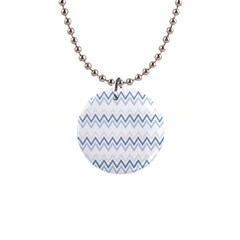 Chevrons Bleus/blanc 1  Button Necklace by kcreatif