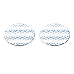 Chevrons Bleus/blanc Cufflinks (oval) by kcreatif