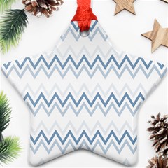 Chevrons Bleus/blanc Star Ornament (two Sides) by kcreatif