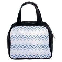 Chevrons Bleus/blanc Classic Handbag (two Sides) by kcreatif