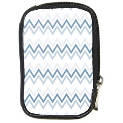 Chevrons Bleus/blanc Compact Camera Leather Case by kcreatif