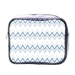 Chevrons Bleus/blanc Mini Toiletries Bag (one Side) by kcreatif