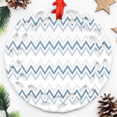 Chevrons Bleus/blanc Ornament (round Filigree) by kcreatif