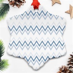 Chevrons Bleus/blanc Snowflake Ornament (two Sides) by kcreatif