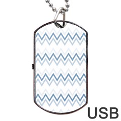 Chevrons Bleus/blanc Dog Tag Usb Flash (two Sides) by kcreatif