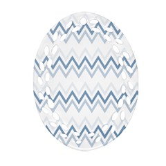 Chevrons Bleus/blanc Ornament (oval Filigree) by kcreatif