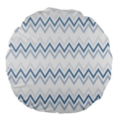 Chevrons Bleus/blanc Large 18  Premium Round Cushions by kcreatif