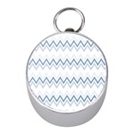 Chevrons Bleus/Blanc Mini Silver Compasses Front