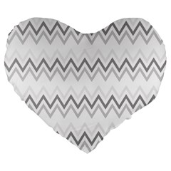 Chevrons Gris/blanc Large 19  Premium Heart Shape Cushions by kcreatif