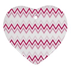 Chevrons Rose/blanc Ornament (heart) by kcreatif