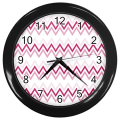 Chevrons Rose/blanc Wall Clock (black) by kcreatif