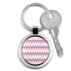 Chevrons Rose/blanc Key Chain (round) by kcreatif