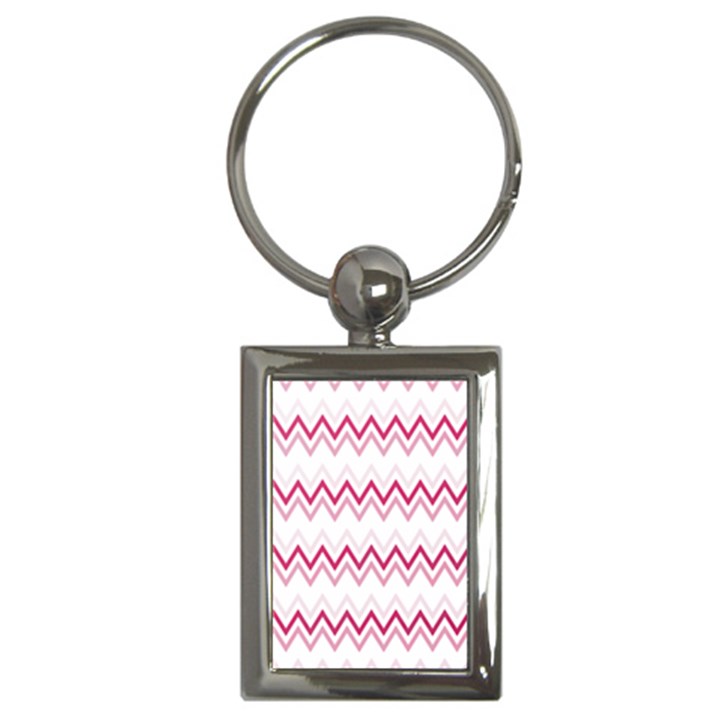 Chevrons Rose/Blanc Key Chain (Rectangle)