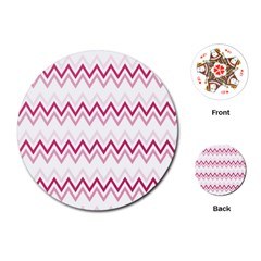 Chevrons Rose/blanc Playing Cards Single Design (round) by kcreatif