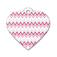 Chevrons Rose/blanc Dog Tag Heart (two Sides) by kcreatif