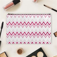 Chevrons Rose/blanc Cosmetic Bag (large) by kcreatif