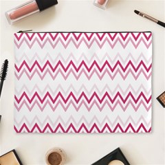 Chevrons Rose/blanc Cosmetic Bag (xl) by kcreatif