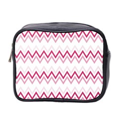 Chevrons Rose/blanc Mini Toiletries Bag (two Sides) by kcreatif