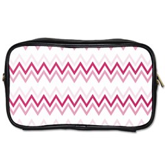 Chevrons Rose/blanc Toiletries Bag (two Sides) by kcreatif