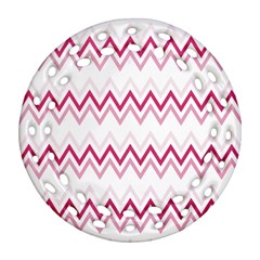 Chevrons Rose/blanc Ornament (round Filigree) by kcreatif