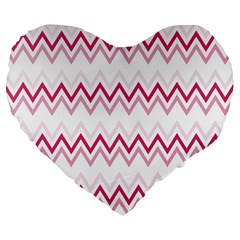 Chevrons Rose/blanc Large 19  Premium Flano Heart Shape Cushions by kcreatif